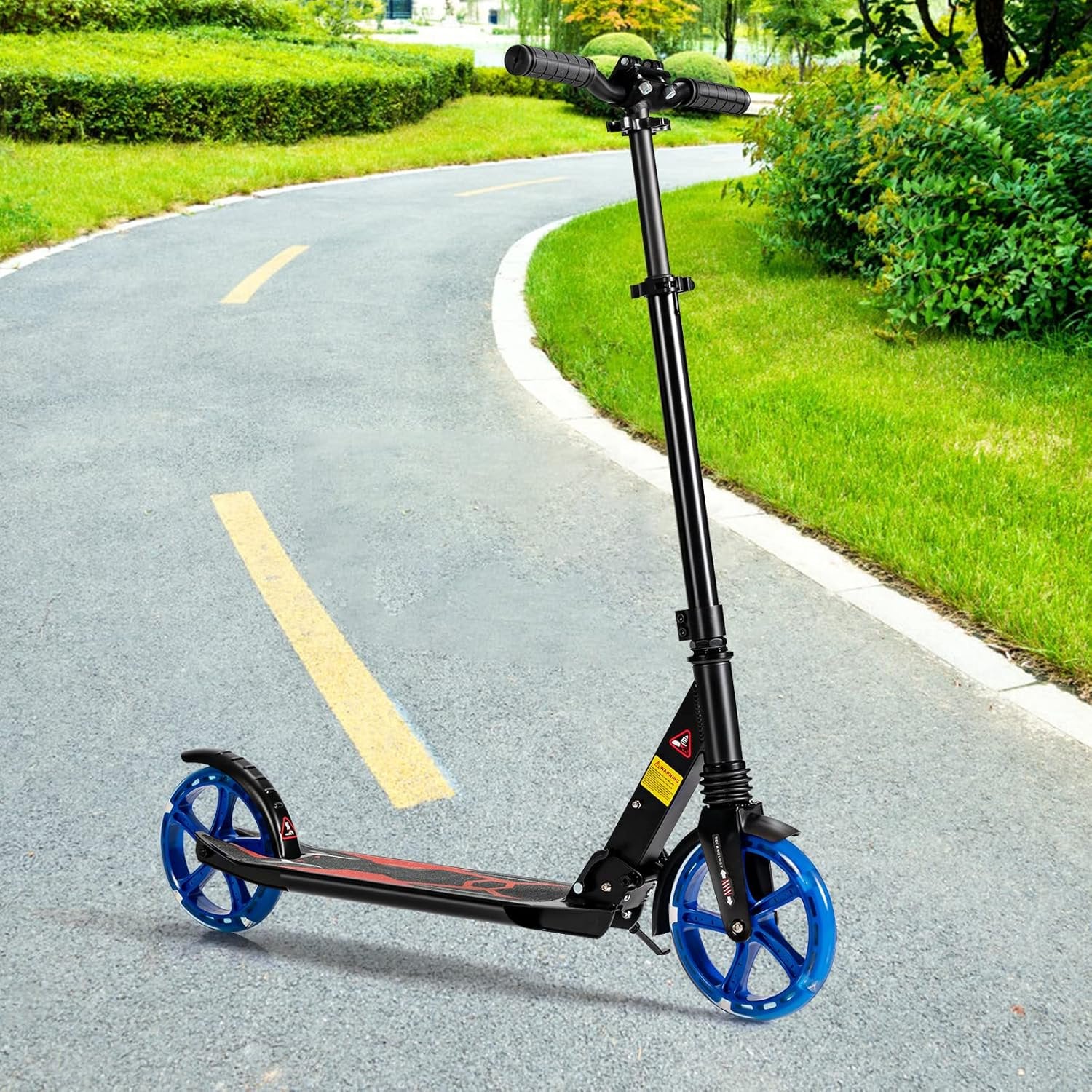 Folding Scooter, 8" Big Wheels - 4 Levels Height Adjustable for Kid, Teens & Adults