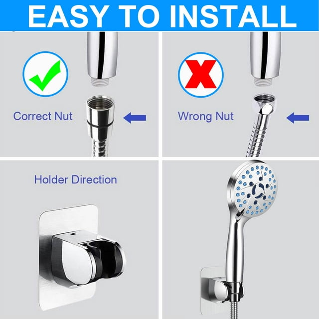 GAZILY Shower Head, High Pressure 7 Functions Shower Head with Handheld, Adjustable Stainless Steel Polished Chrome Rain Shower Head with Durable Nozzles