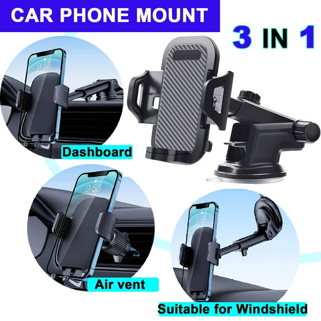 Car Phone Mount, Phone Mount for Car with Car Air Vent Clip, Long Arm Universal Cell Phone Holder,Phone Car Mounts for All Smartphone