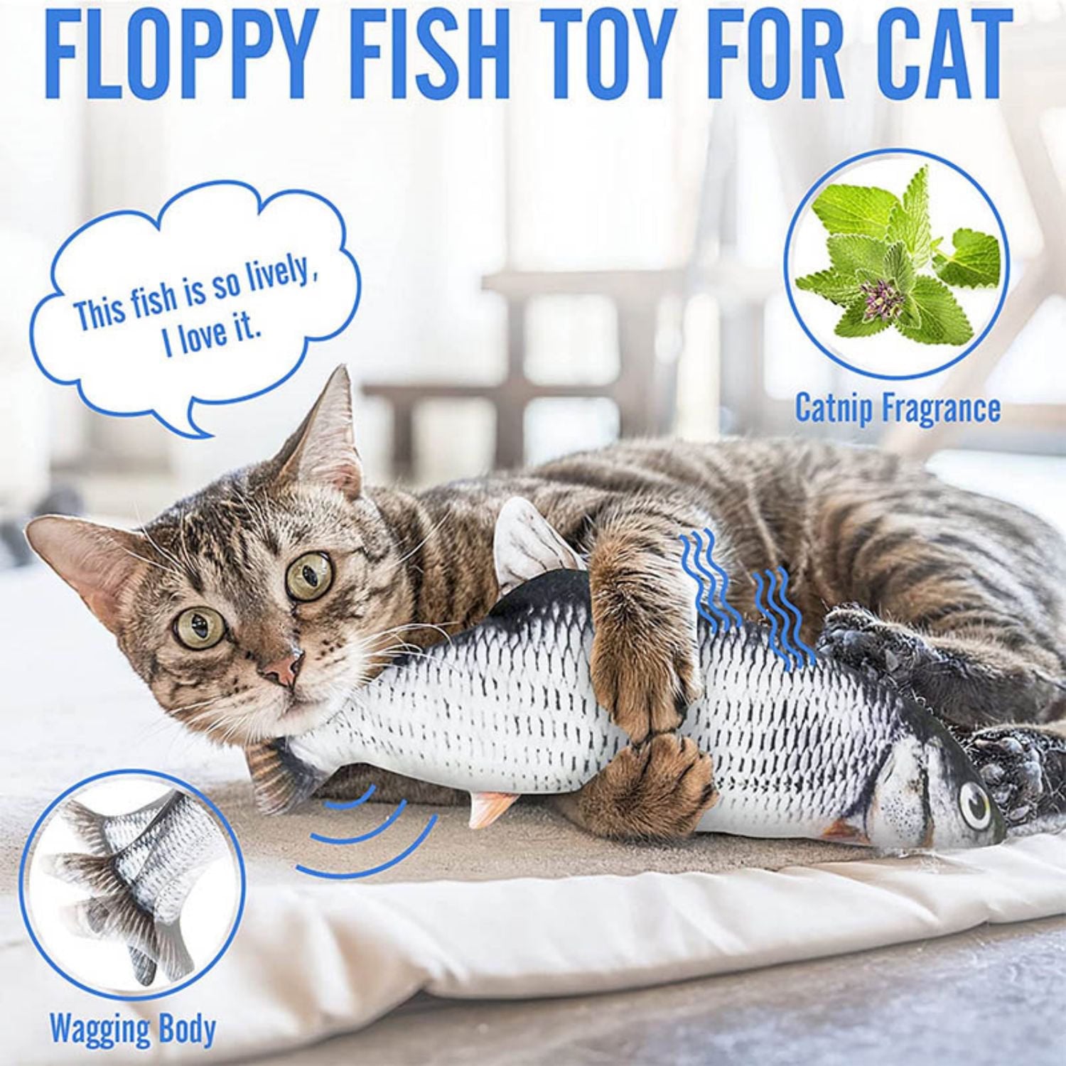 Floppy Fish Cat Toy, Upgraded for Cat Toys for Indoor Cats, Interactive Cat Toys for Cat Exercise