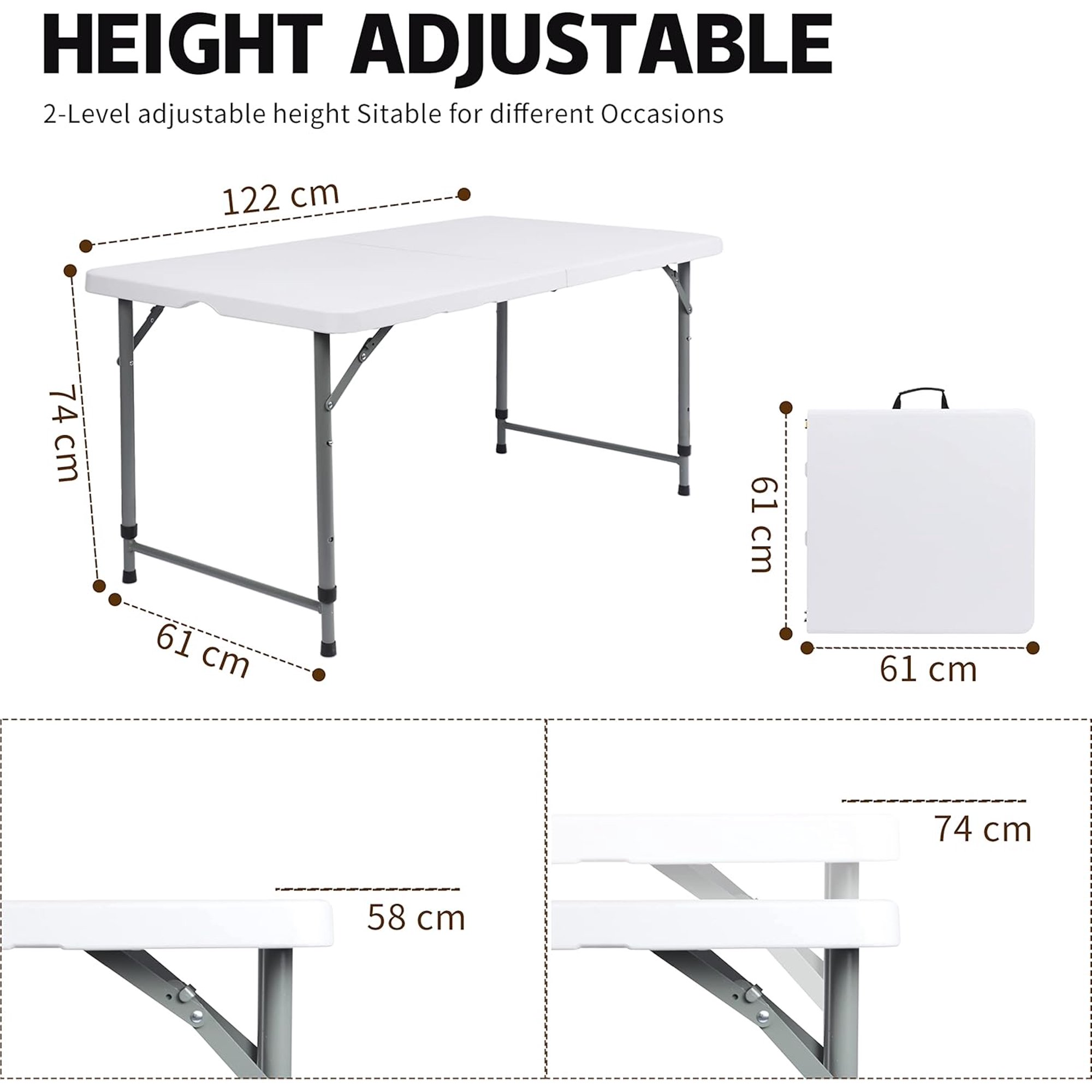 GAZILY 4 Foot Centerfold Folding Table, White