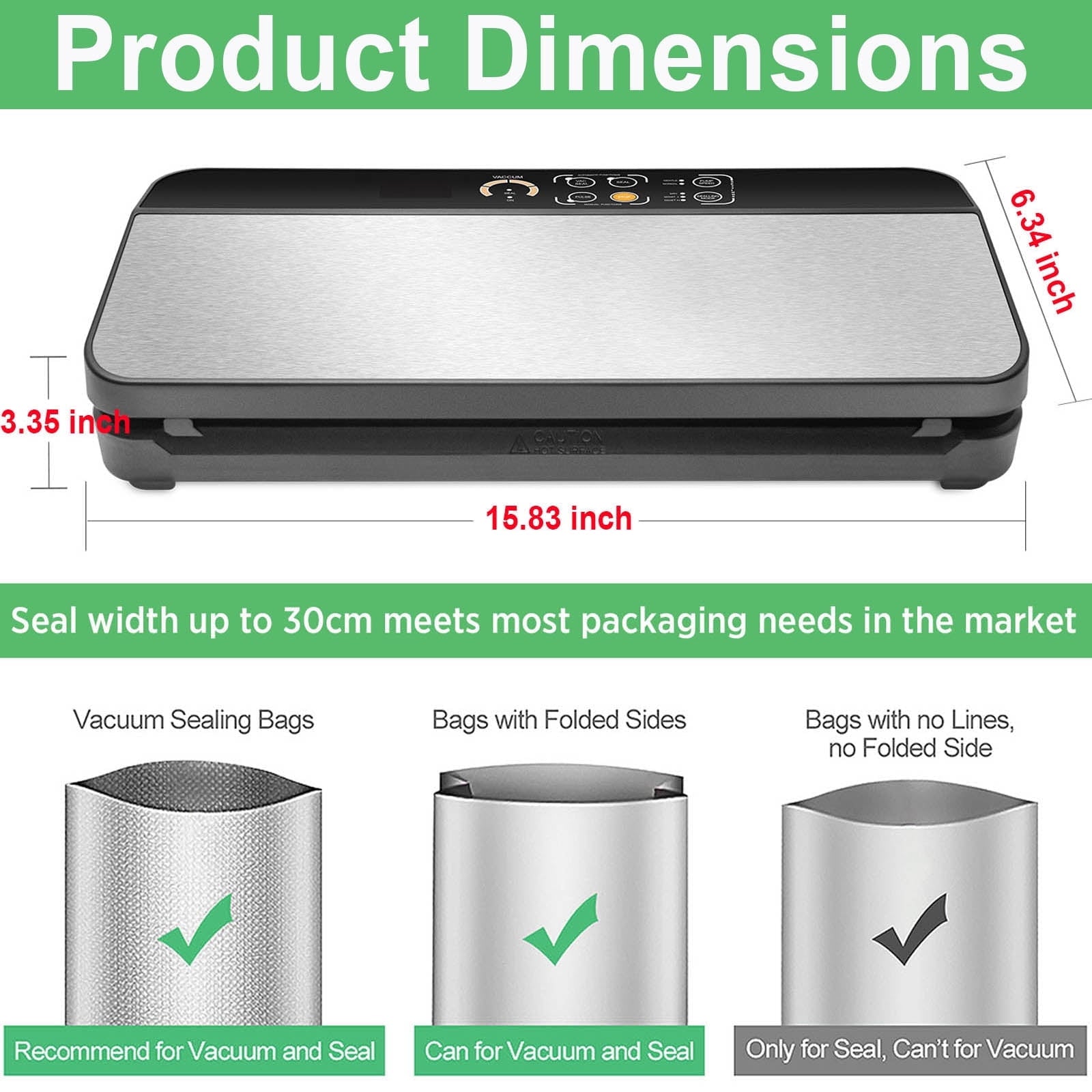 Vacuum Sealer Machine with 2 Rolls Food Vacuum Sealer Bags