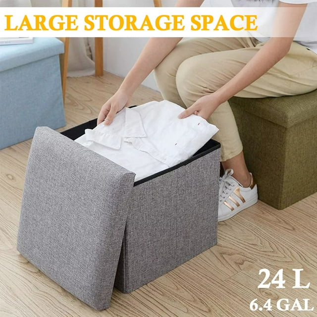 Storage Ottoman Cube Seat,Foldable Foot Rest Stool for Space Saving, 11.8"x11.8"x11.8"