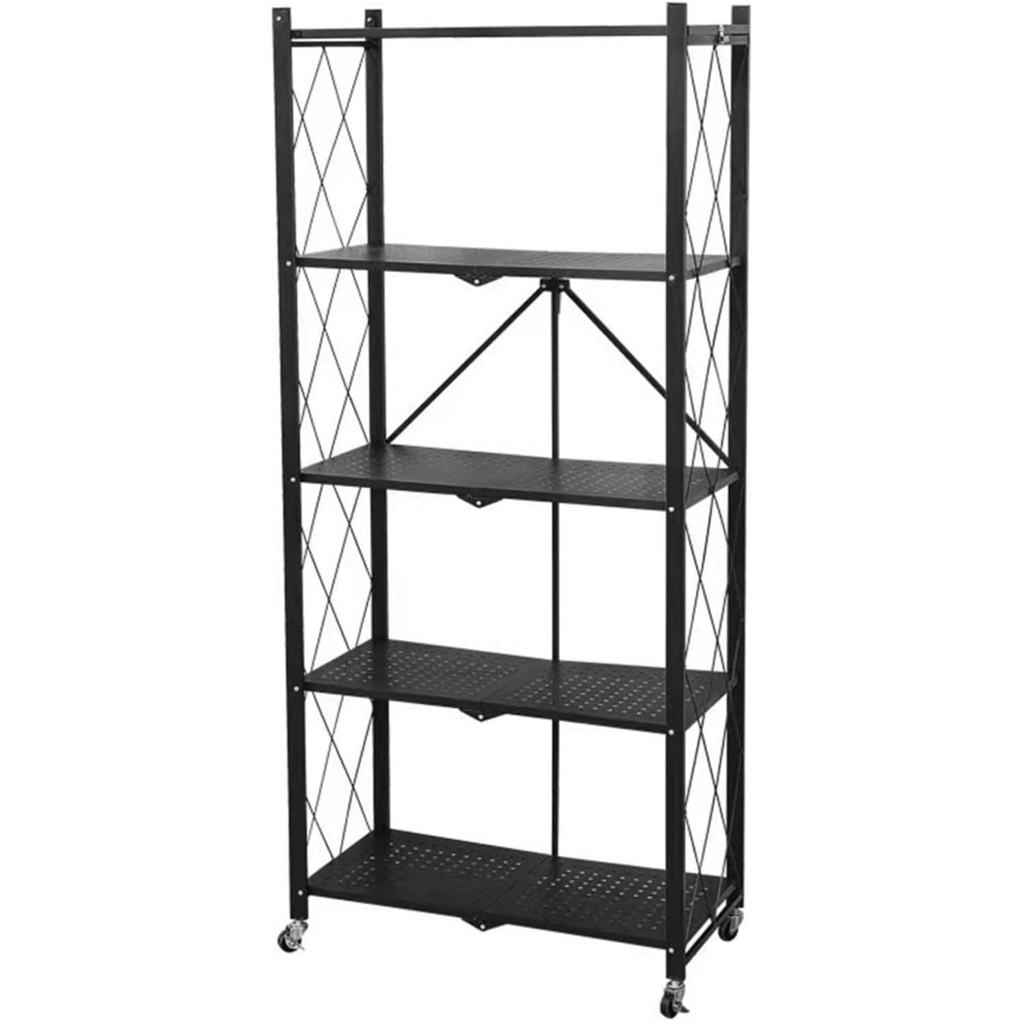 Storage Shelving Unit, 5-Tier Foldable Storage Shelves Wire Shelving Unit Adjsutable Shelf Heavy Metal Shelf, 397lbs Capacity Standing Racks Organization