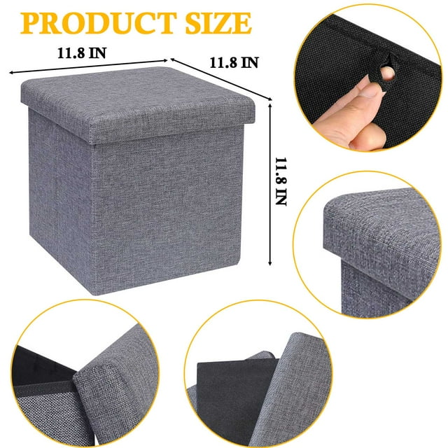 Storage Ottoman Cube Seat,Foldable Foot Rest Stool for Space Saving, 11.8"x11.8"x11.8"