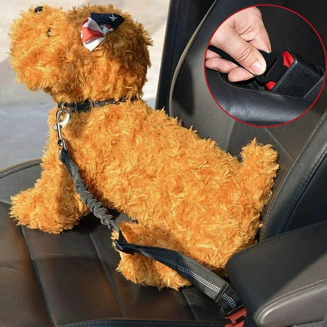 Dog Seat Belts for Car, Seat Belt for Dogs with Elastic Bungee Buffer, 360 Degree Swivel Attach Won't Twist，Dog Car Harnesses with Reflective Strips