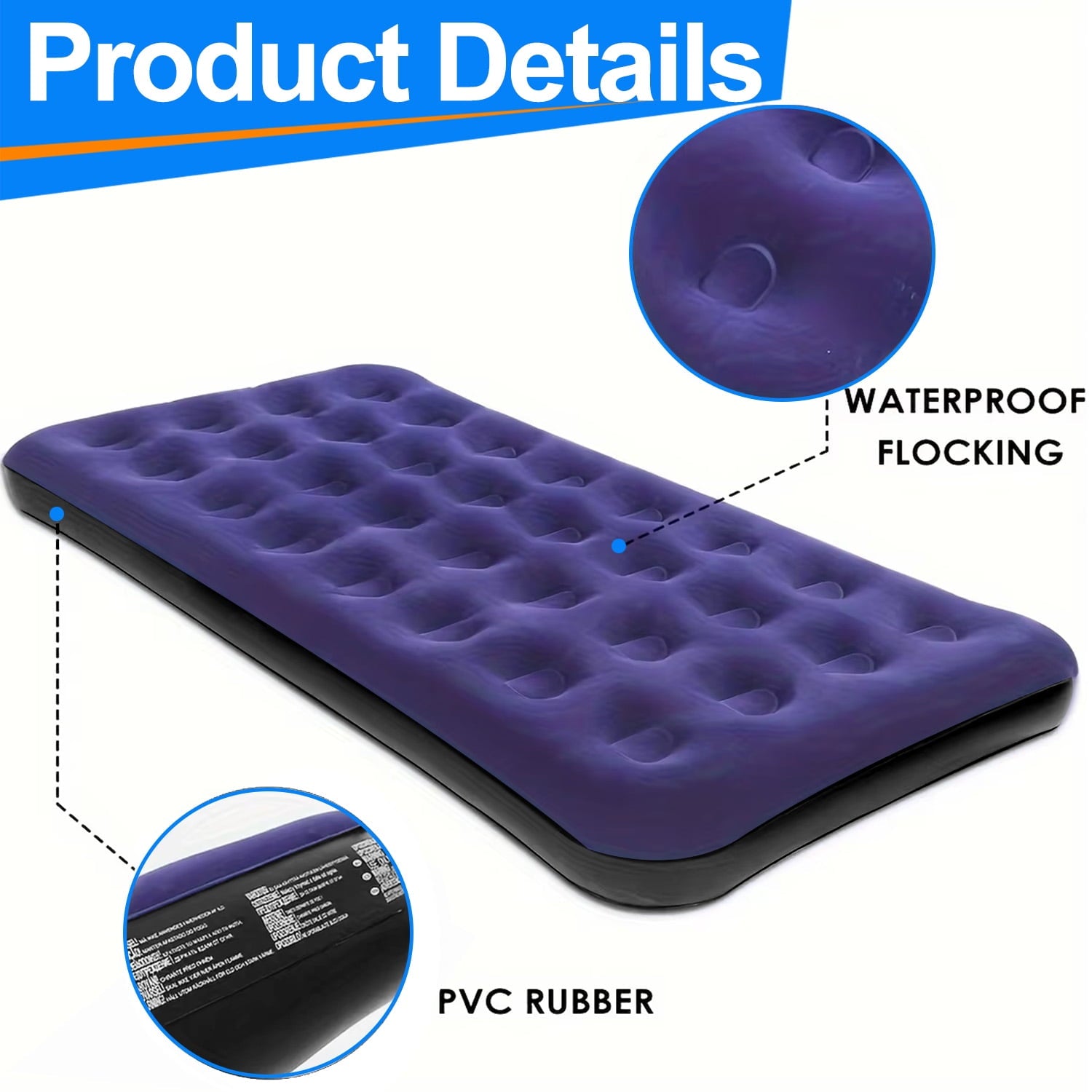 Sleeping Mat Camping Pad Camping Cot Mattress (76''x39'') with Air Pump for Outdoor & Indoor, Picnic, Hiking