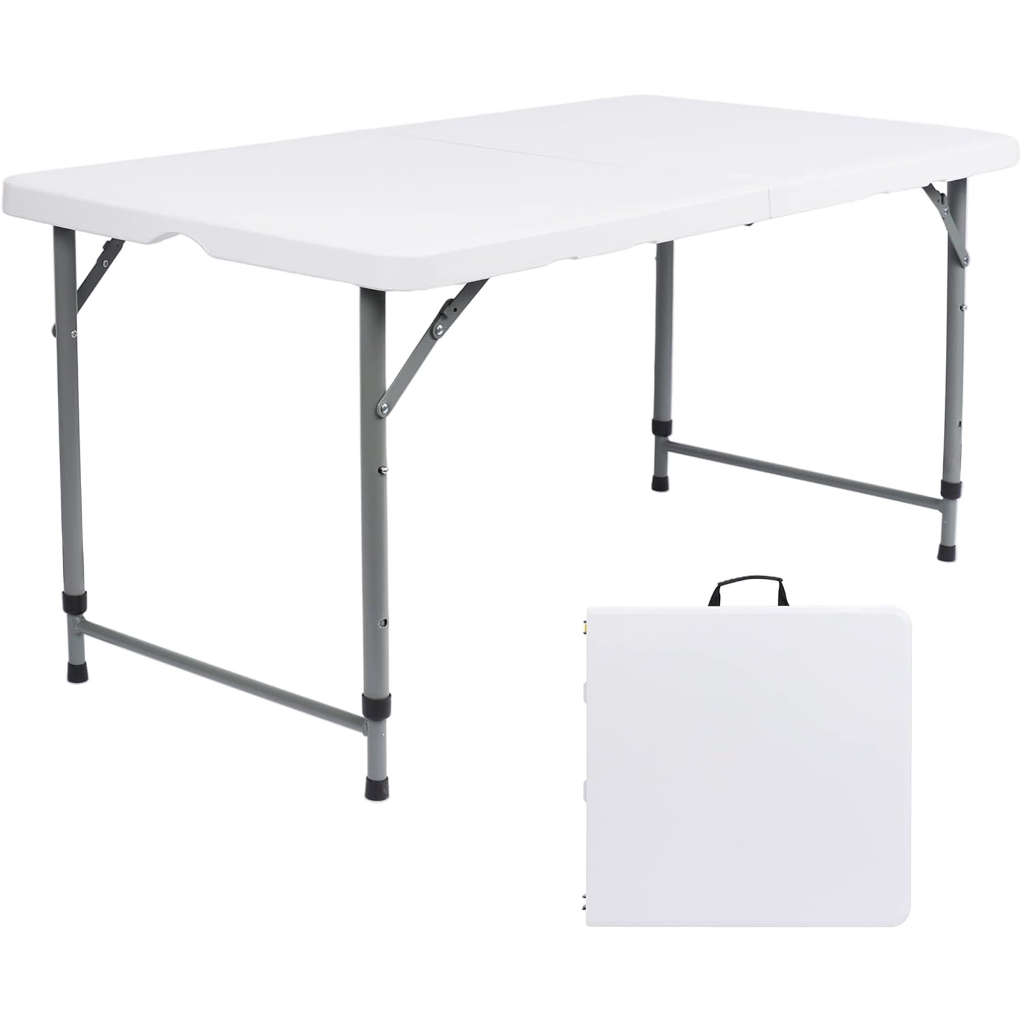 GAZILY 4 Foot Centerfold Folding Table, White