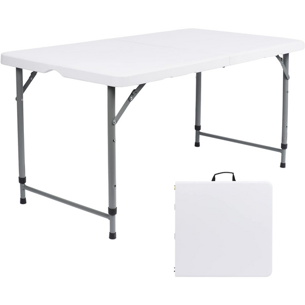 GAZILY 4 Foot Centerfold Folding Table, White