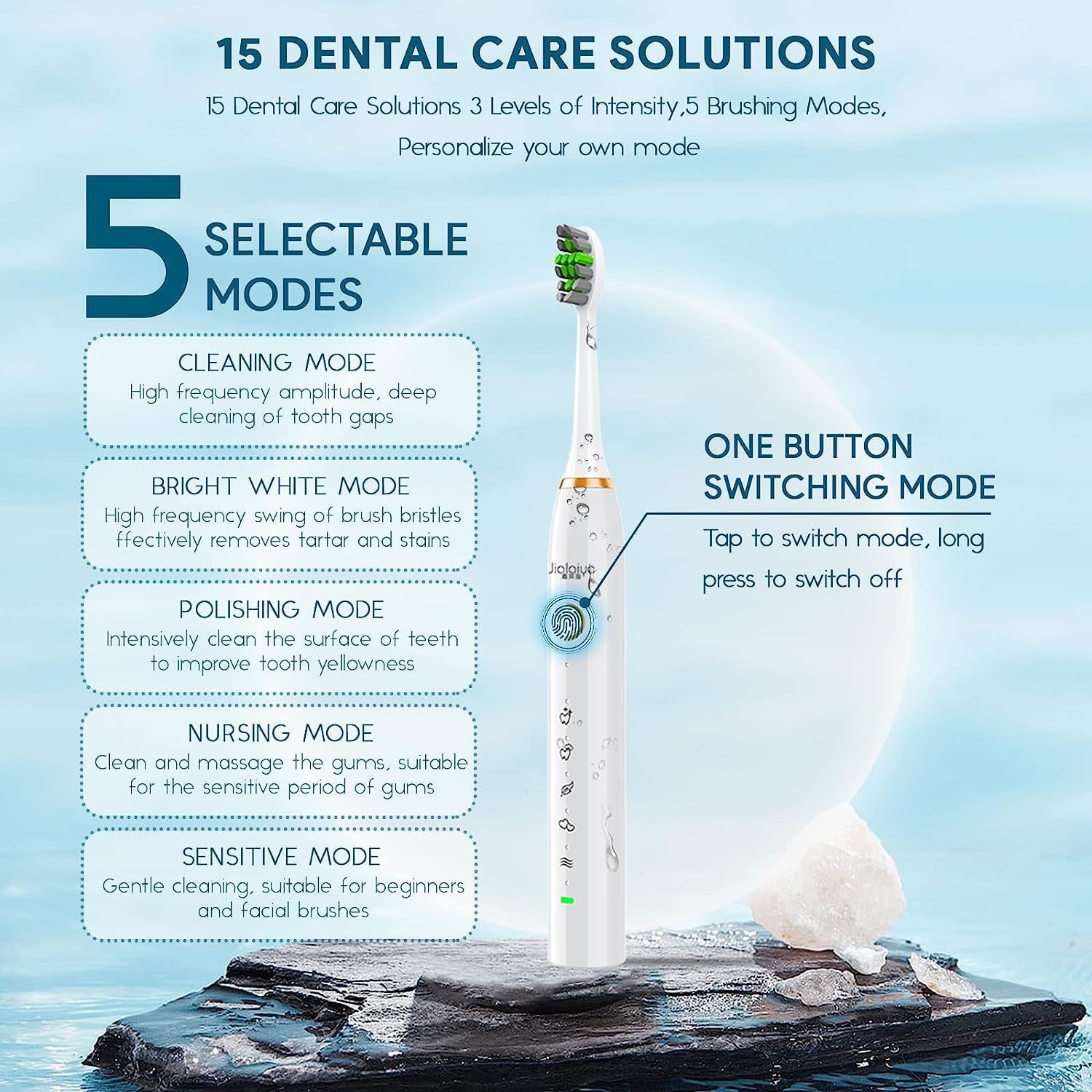 GAZILY IPX8 Waterproof Electric Toothbrush with 5 Brush Heads,5 Modes,Smart Timer & Rechargeable,for Adults