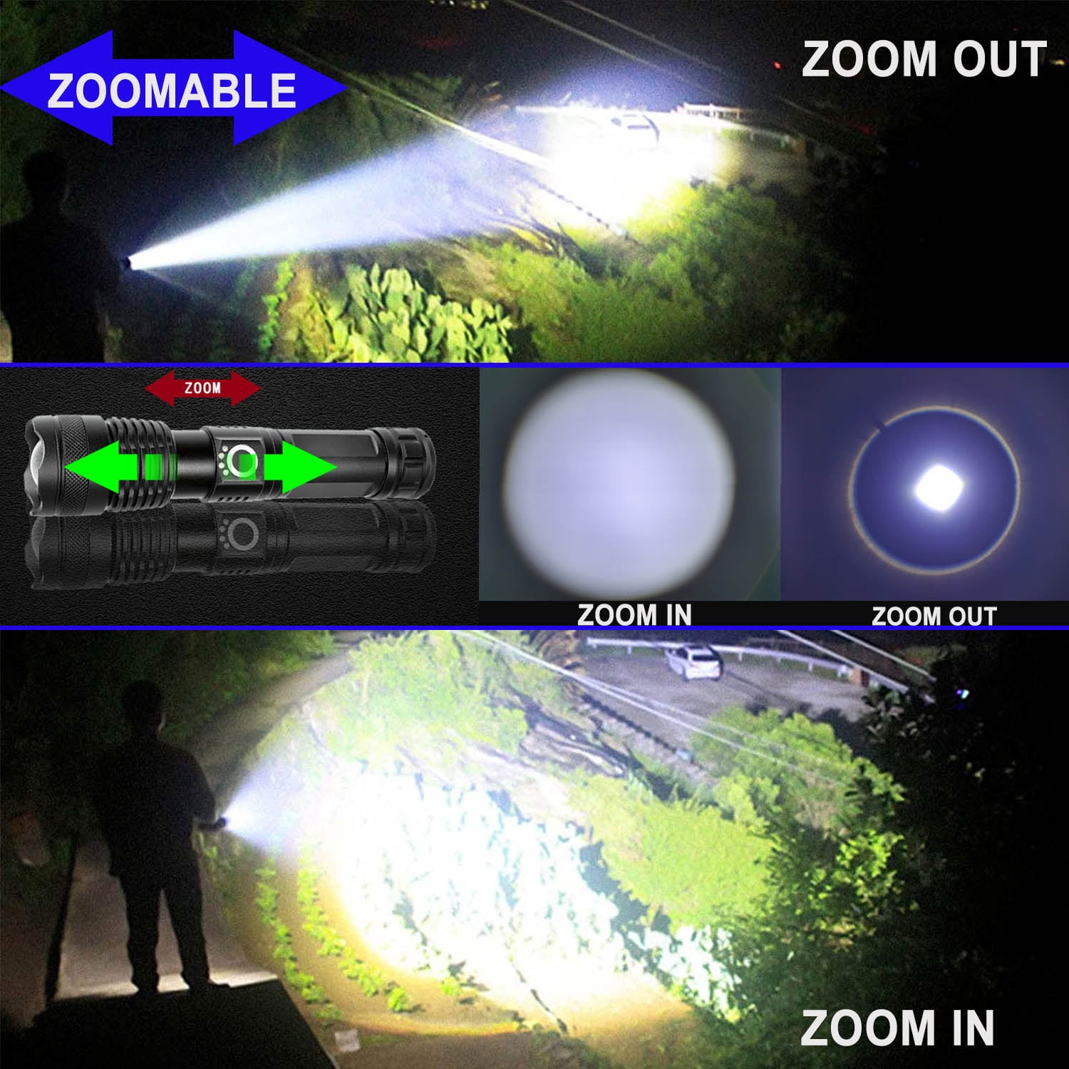 LED Flashlights, Rechargeable Super Bright Flashlight, XHP70 Tactical Flashlight with Zoomable, 5 Modes, Powerful Handheld Flash Light for Emergencies, Camping, Hiking