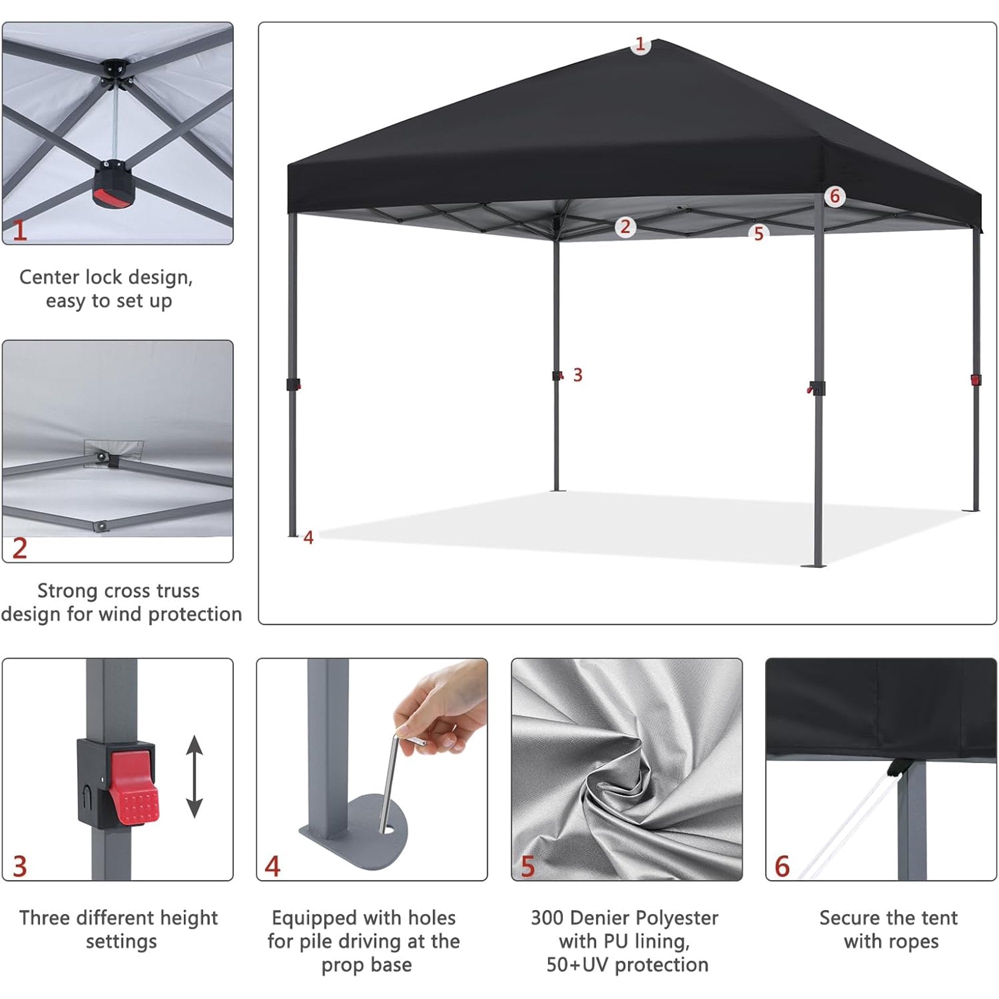 10x10FT Pop Up Gazebo Instant Folding with Wheeled Bag, Outdoor Gazebo Tent for Vendor Events, Outdoor Craft Show, Farmers Markets