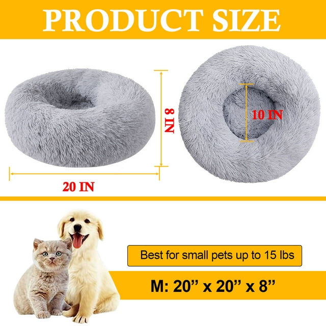 GAZILY Calming Dog & Cat Bed, 20'' x 20'', Donut Washable Small Pet Bed,for Small Medium Dogs and Cats