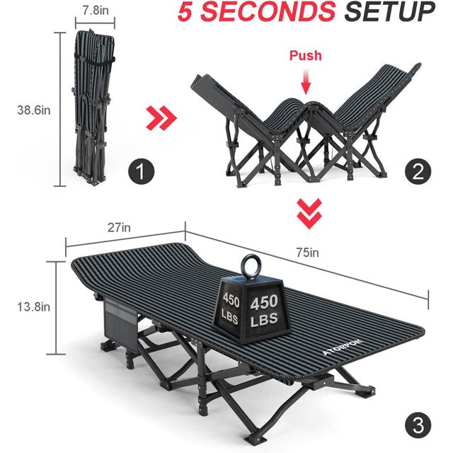 Folding Camping Cot for Adult 75" Portable Folding Bed Cot with Mattress