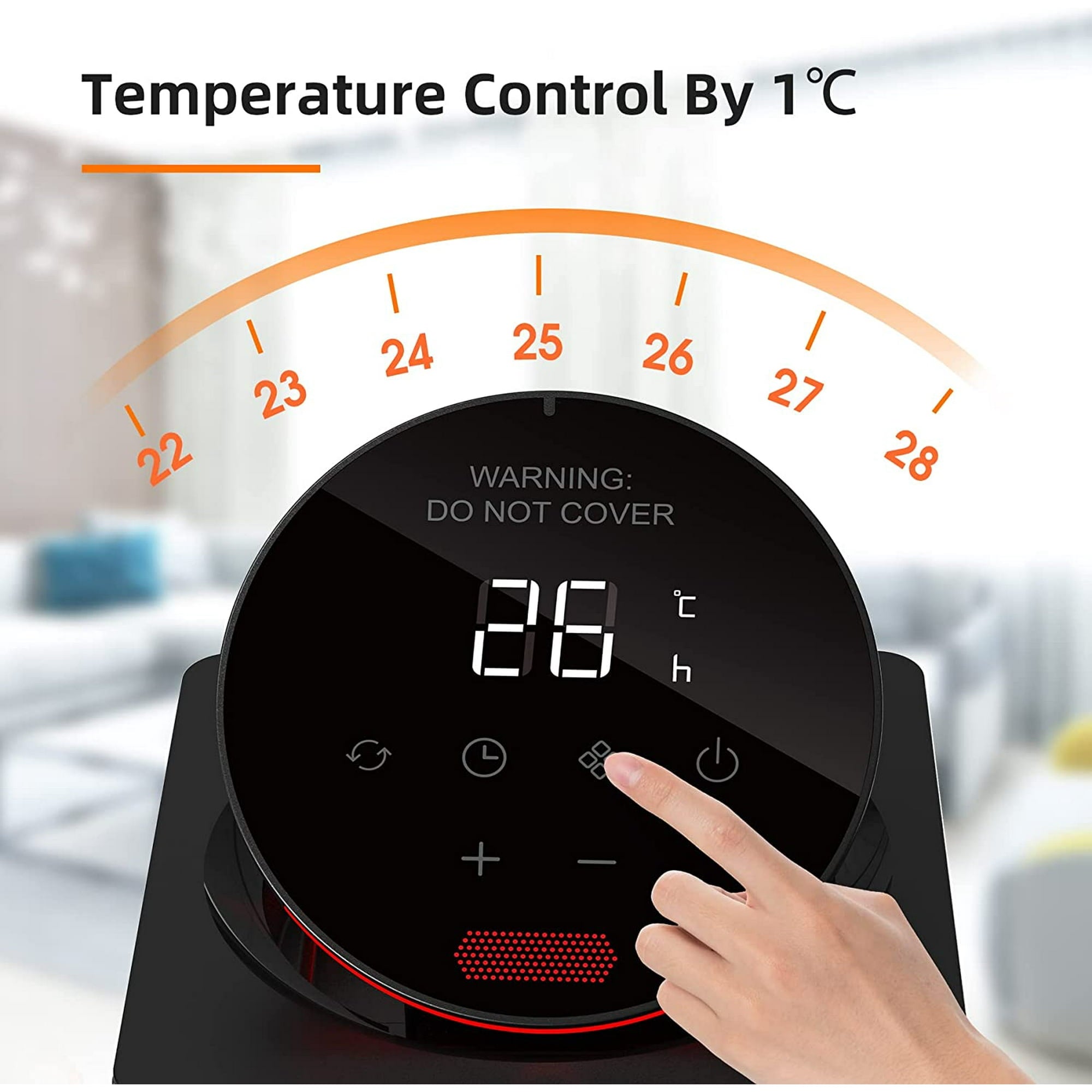 Space Heaters for Inside, Portable Electric Heater for Home with Thermostat, 1-12H Timer, Eco Mode and Fan Mode, 1500W PTC Ceramic Fast Safety Energy Efficient Heater for Office Bedroom, Silver