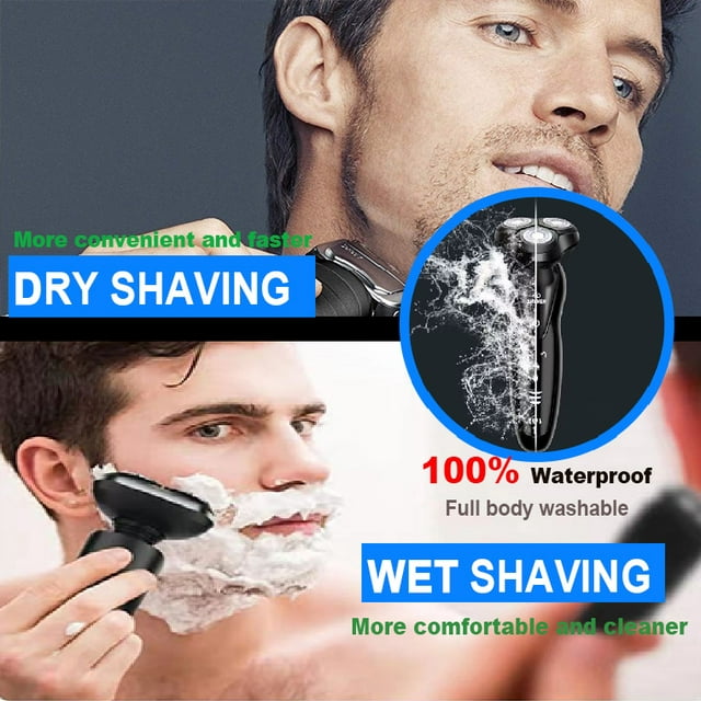 4D Men's Electric Shaver 9001, 4 in 1 Multi-function Shaver, Waterproof Wet & Dry, Shaver and Trimmer for Beard, Face, Nose and Sideburns, Portable Charging,with Pop-up beard trimmer for men, Black