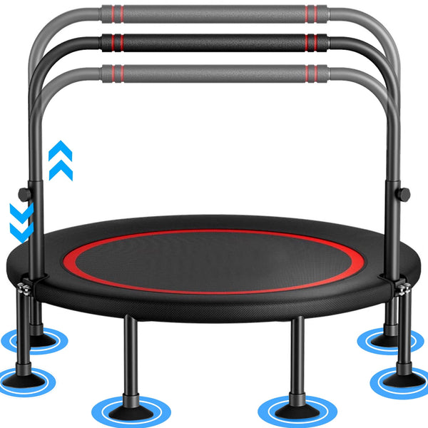 40" Folding Fitness Trampoline, Exercise Rebounder Mini Trampoline for Adults, Adjustable Handle Max Load 450lbs