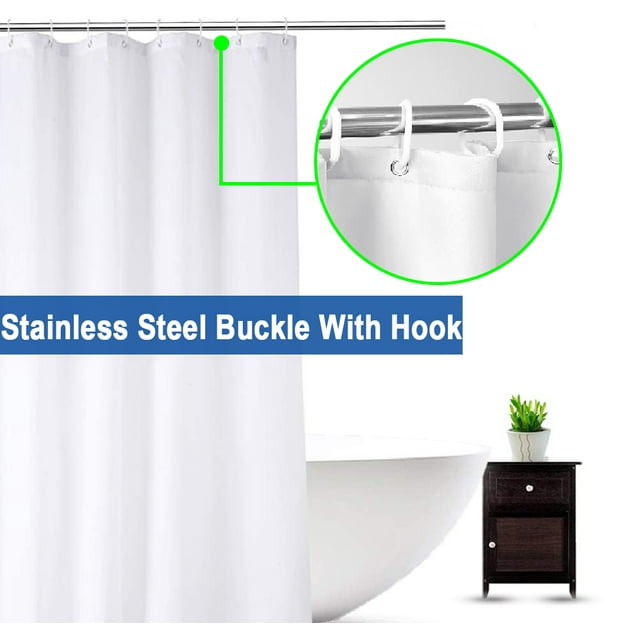 Bathroom Shower Curtain Liner,Standard Size 72" x 72" PEVA Shower Curtain Liner,Waterproof Plastic Shower Liner with Rustproof Metal Grommet and hook,White