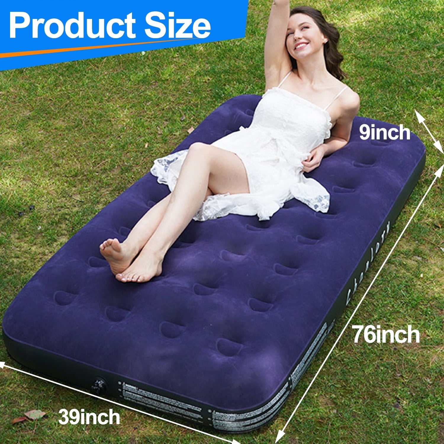 Sleeping Mat Camping Pad Camping Cot Mattress (76''x39'') with Air Pump for Outdoor & Indoor, Picnic, Hiking