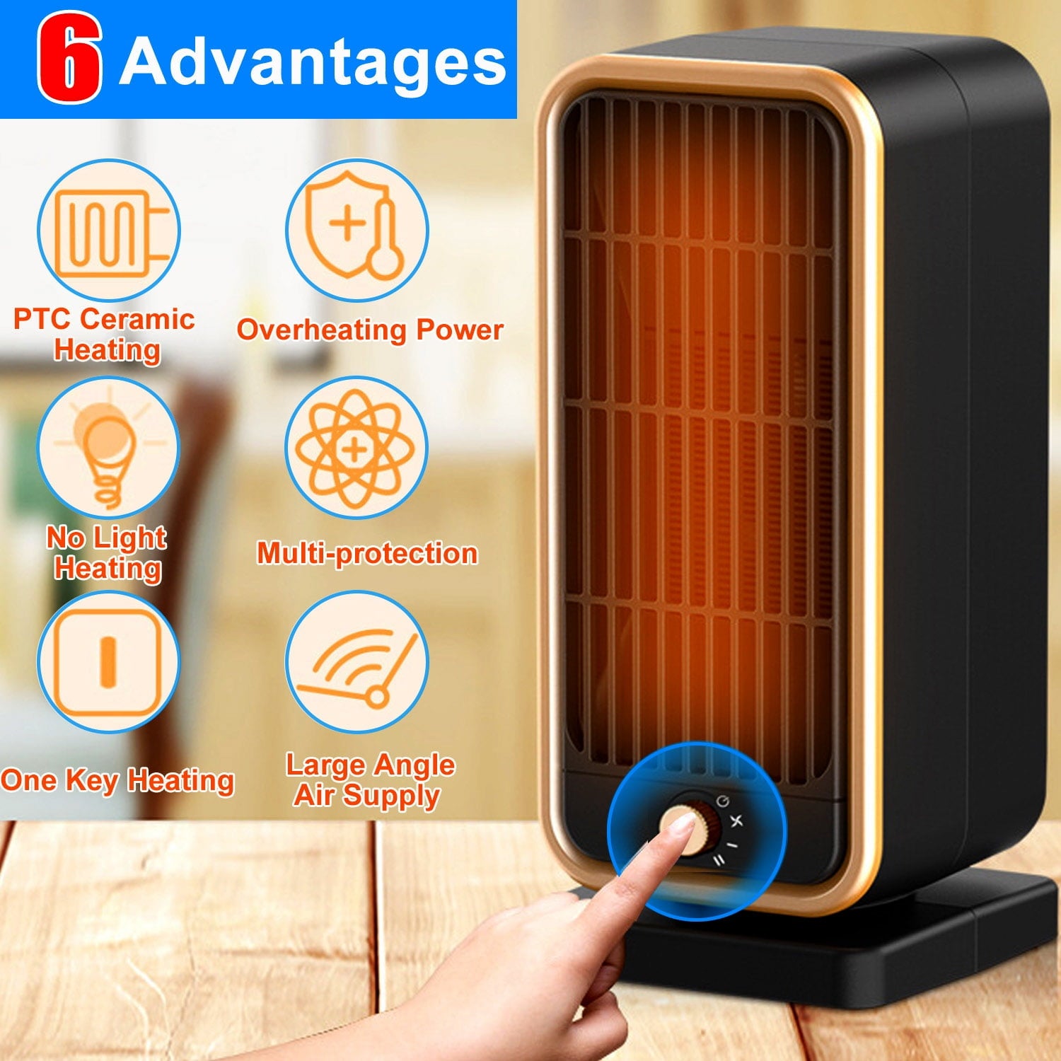 Space Heater, 900W Portable Electric Heaters for Indoor Use, Oscillation Multiple Protection PTC Desk Heater Fan Smart Heater, Safety & Fast - Quiet Heat, Small Electric Heaters