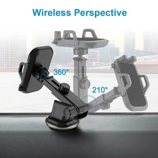 GAZILY 360 Degree rotatable and retractable long arms Strong Suction flexible car phone holder dashboard mount