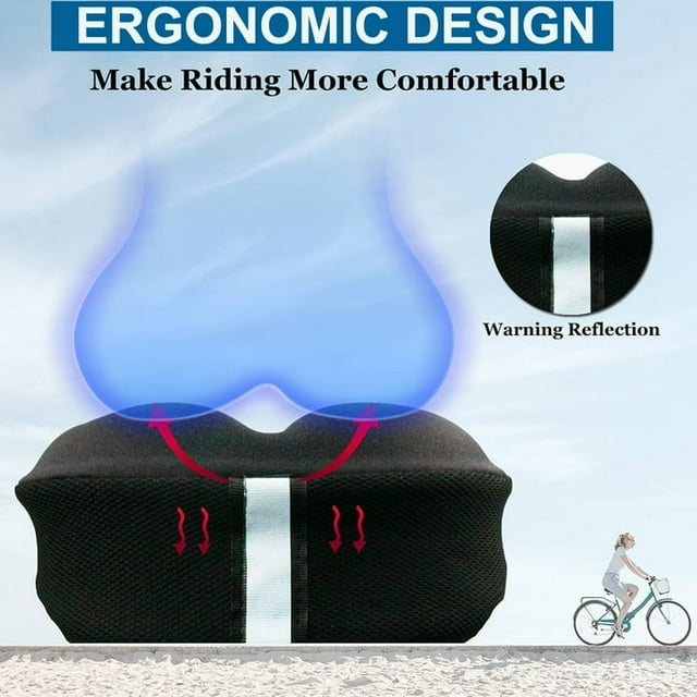 Bike Seat Cover, 2in1 Bike Seat Cushion & Bike Seat Rain Cover with Drawstring, Gel Padded Bike Seat Cover for Men Women Comfort