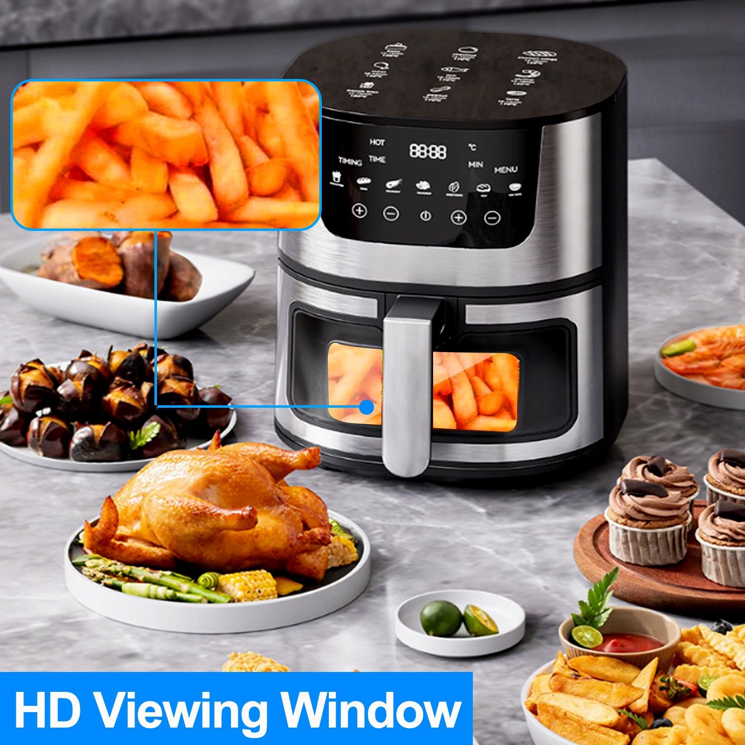 Air Fryer, 7.4 Quart Air Fryer Oven with Touch Screen for Fries/Chicken/Snacks