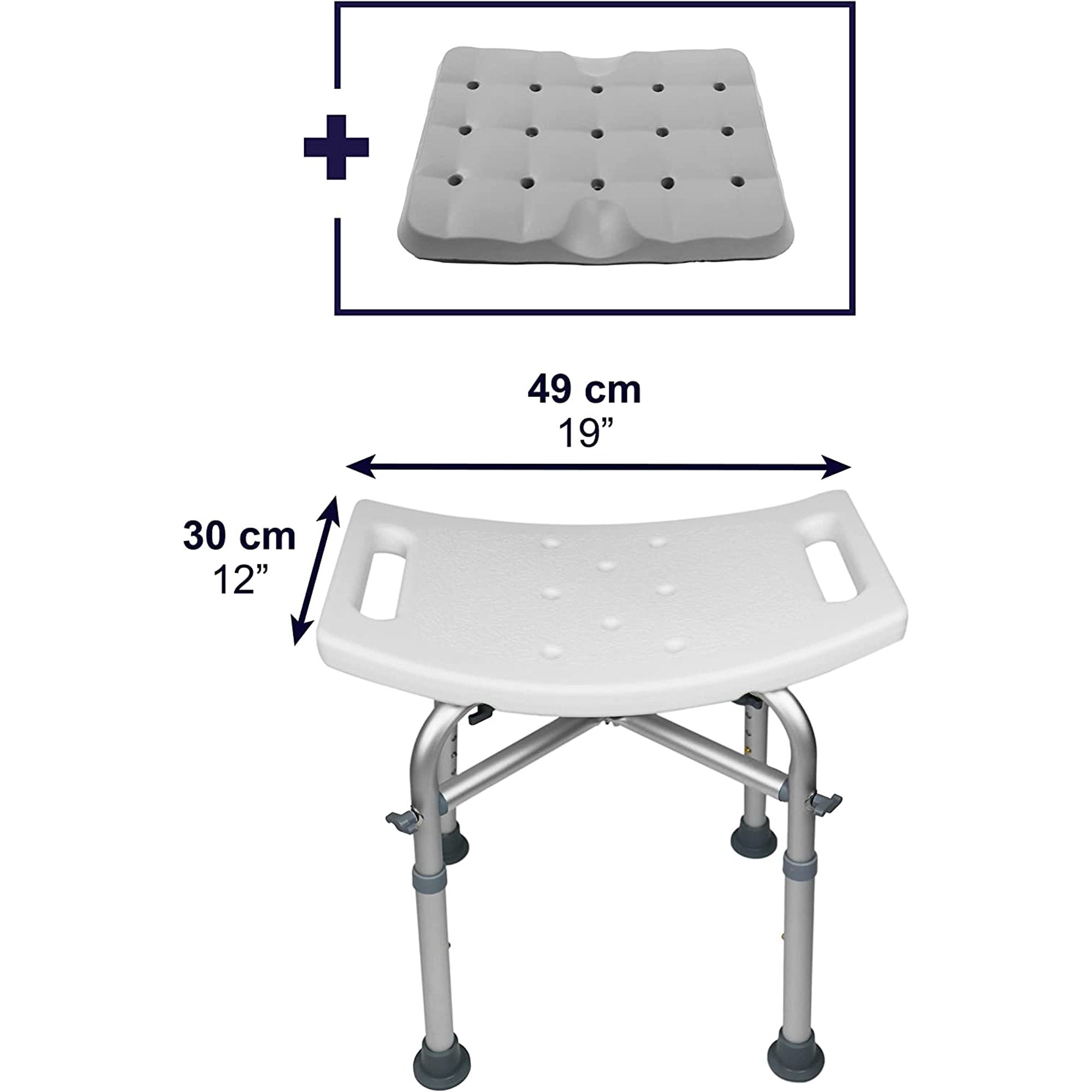 Bath Chair and Shower Chair with Back - Shower Seat for Elderly, Handicap, and Disabled, 350lbs, Easy Assembly, Black