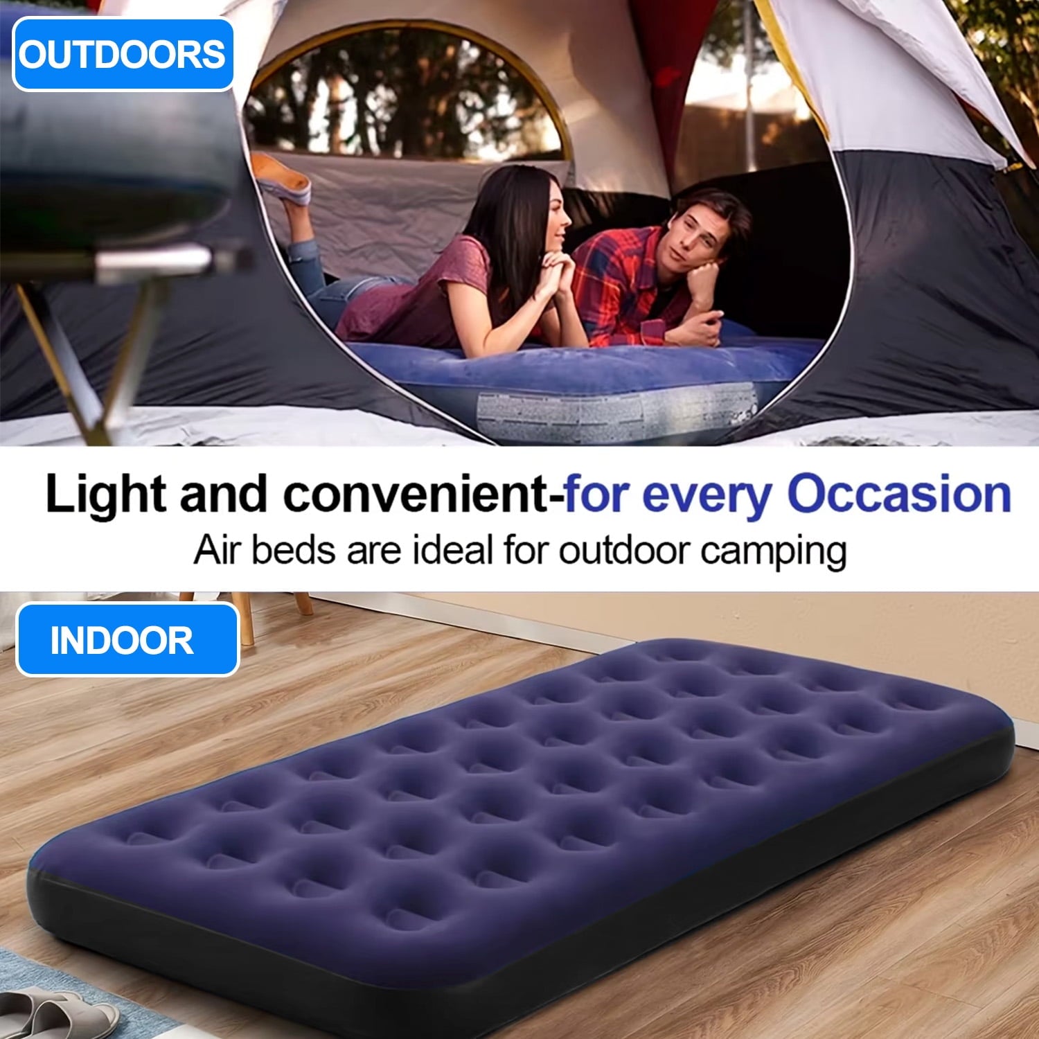 Sleeping Mat Camping Pad Camping Cot Mattress (76''x39'') with Air Pump for Outdoor & Indoor, Picnic, Hiking