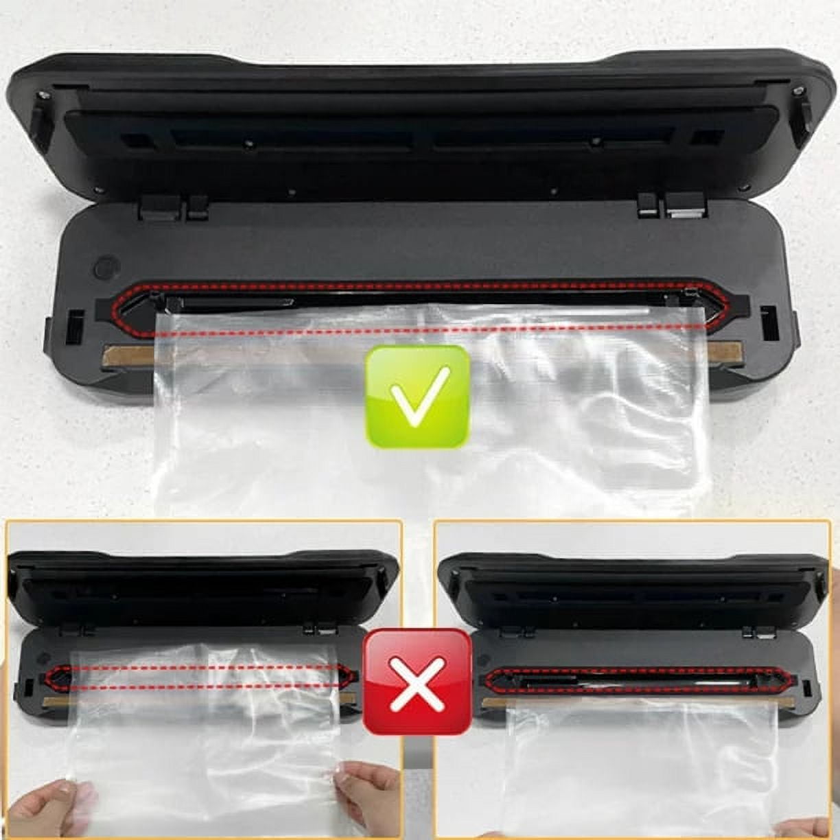 Vacuum Sealer Machine with 2 Rolls Food Vacuum Sealer Bags, Food Storage Saver Dry & Moist Food Modes, Led Indicator Lights