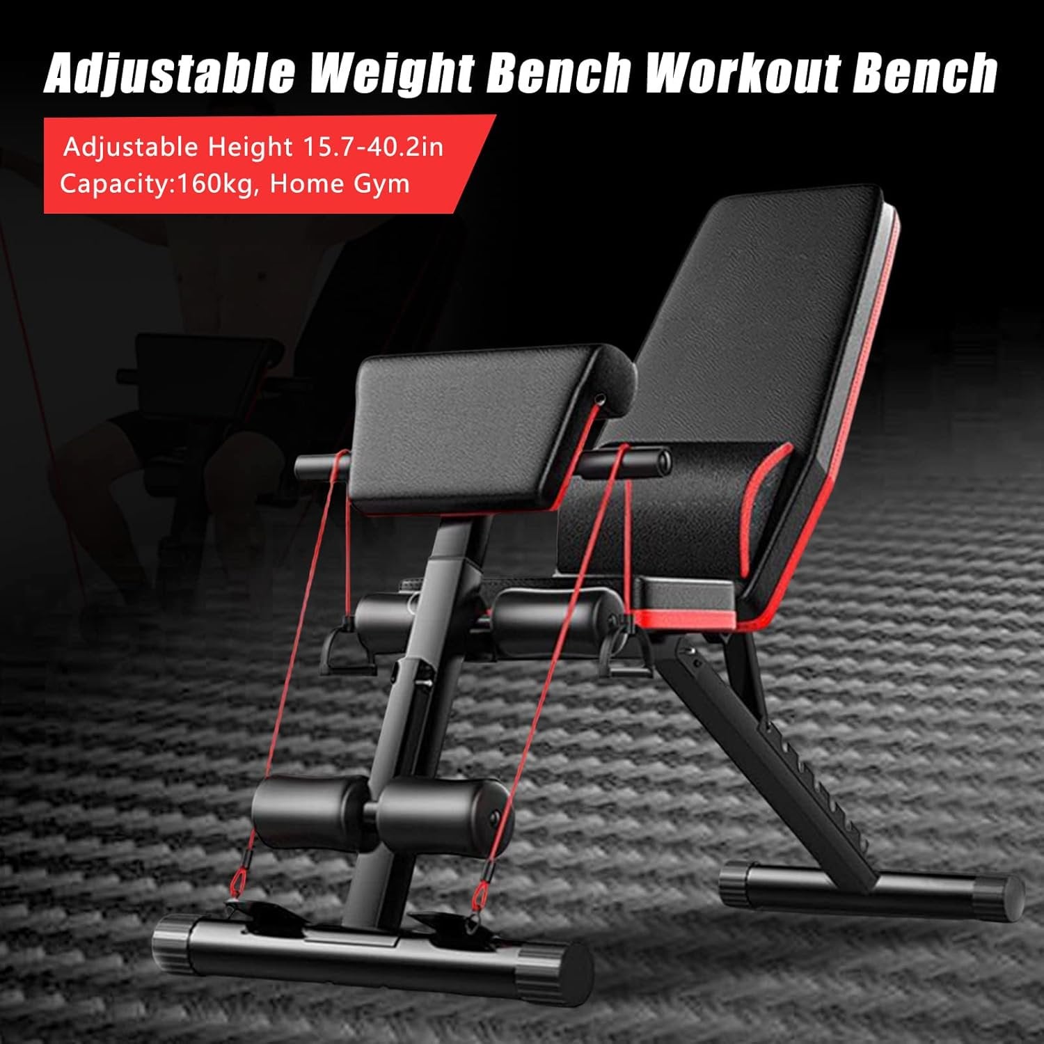 Foldable Weight Bench for Full Body Workout Bench Press, 780LBS 7-Positions Adjustable Incline Decline Bench Includes Resistance Bands.