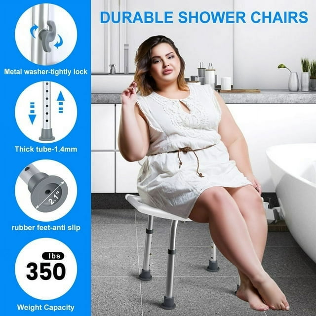 Shower Stool Shower Chair for Inside Shower Bathtub Shower Saet Height Adjustable Tool-Free Assembly