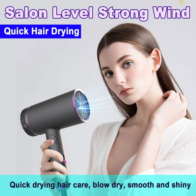 GAZILY Hair Dryer,1200W Professional Ionic Hair Blow Dryers,Powerful Hot/Cool Wind Blow Dryer,Foldable with 2 magnetic styling accessories Travel & Home Use, Black