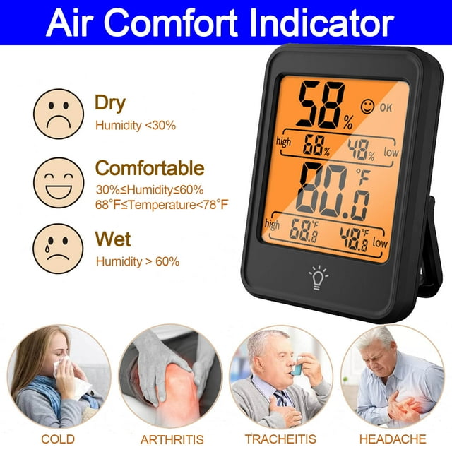 Backlight Display Room Thermometer Humidity Meter