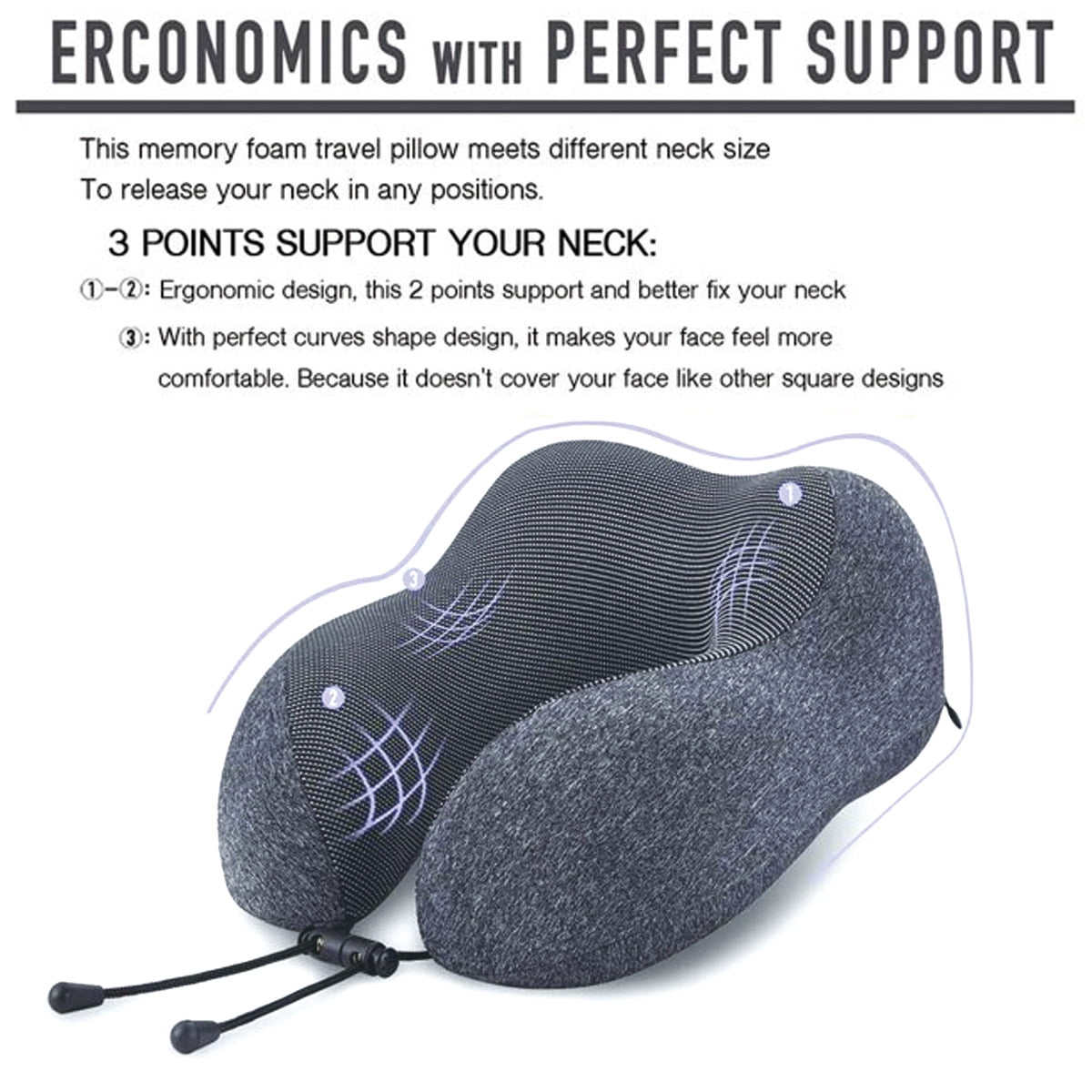 Memory Travel Pillow, Foam Neck Pillow, Upgrade Design Perfect Support U Shaped Pillow with 3D Contoured Eye Mask, Earplugs, Travel Bag