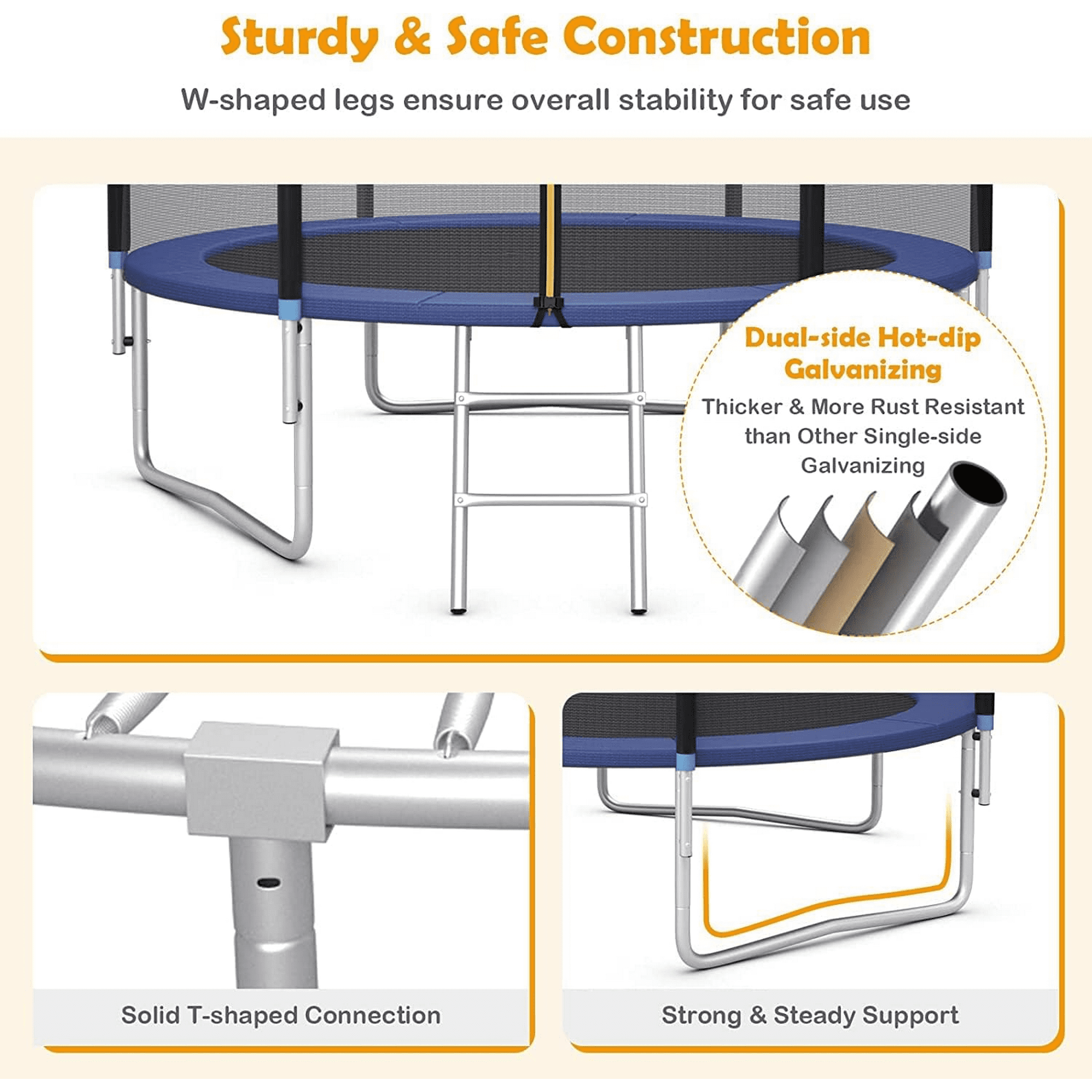 Outdoor Toddler Trampolines with Safety Enclosure Net