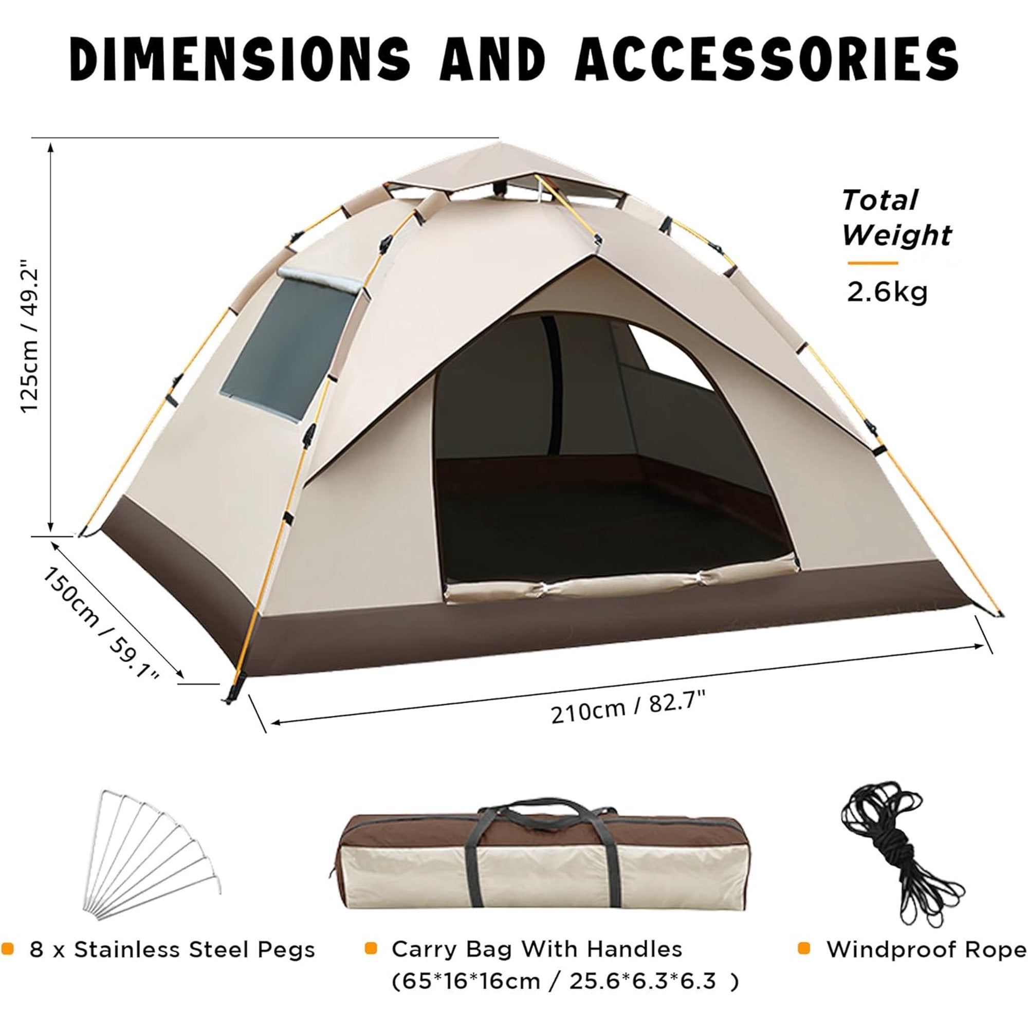 Pop Up Tent Automatic Tent Camping Tent 3 Person Tent Dome Tent Family Tent for Party Camping Climbing Traveling