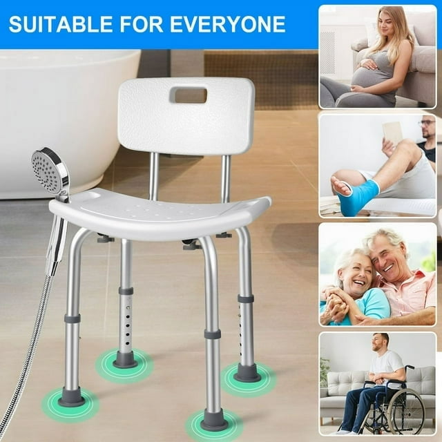 Shower Stool Shower Chair for Inside Shower Bathtub Shower Saet Height Adjustable Tool-Free Assembly