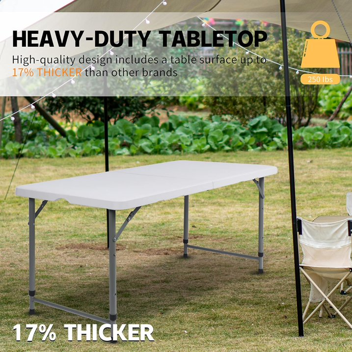 GAZILY 4 Foot Centerfold Folding Table, White