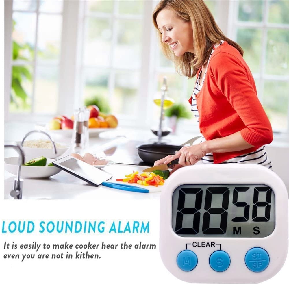 Digital Kitchen Timer Big Digits, Loud Alarm, Magnetic Backing, Stand, for Cooking Baking