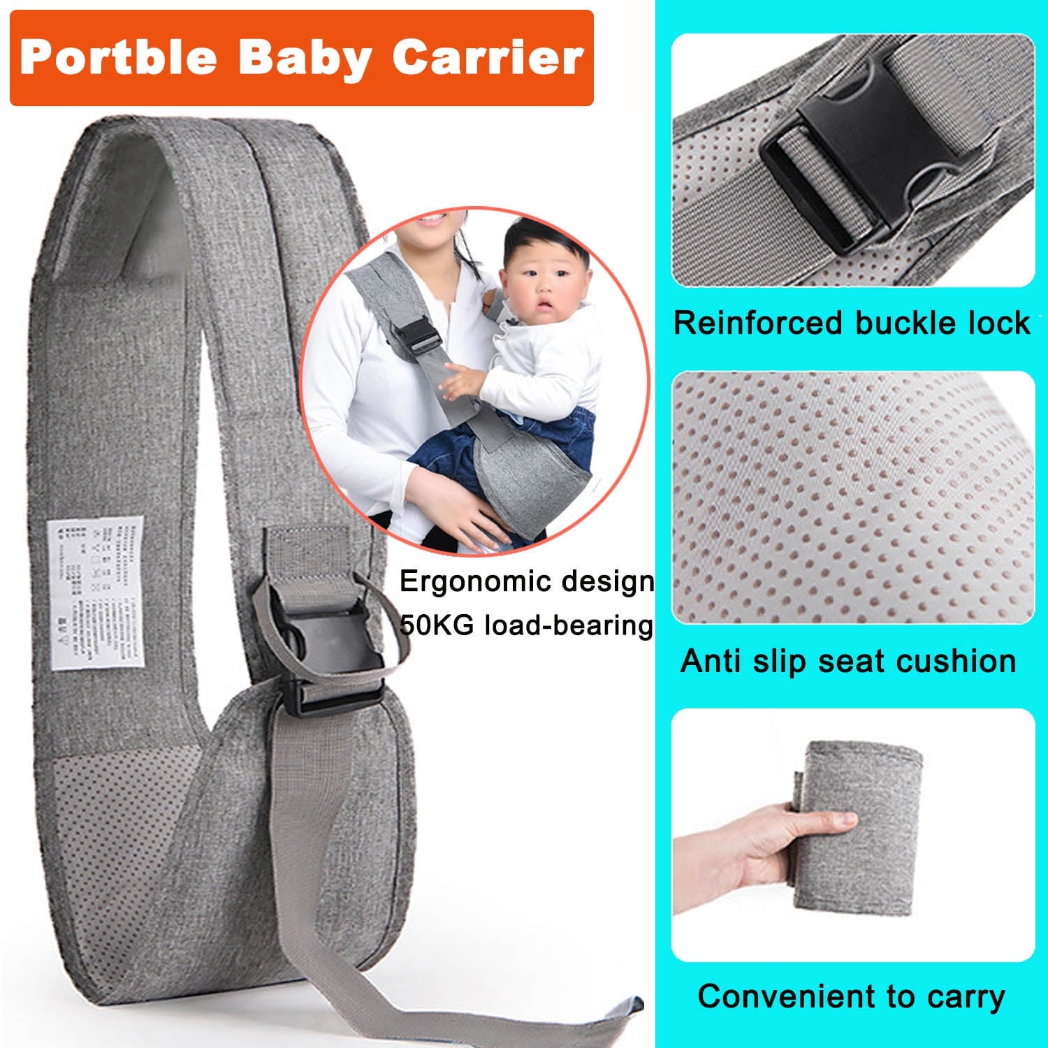 Diaper Bag Backpack,Baby Diaper Bags, A Baby Crib That Can Be Varried on Its Back, Multifunctional Travel Diaper Waterproof Backpack for Baby Boy & Girls, with Baby Carrier,Grey