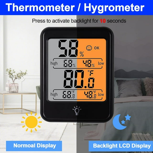 Backlight Display Room Thermometer Humidity Meter