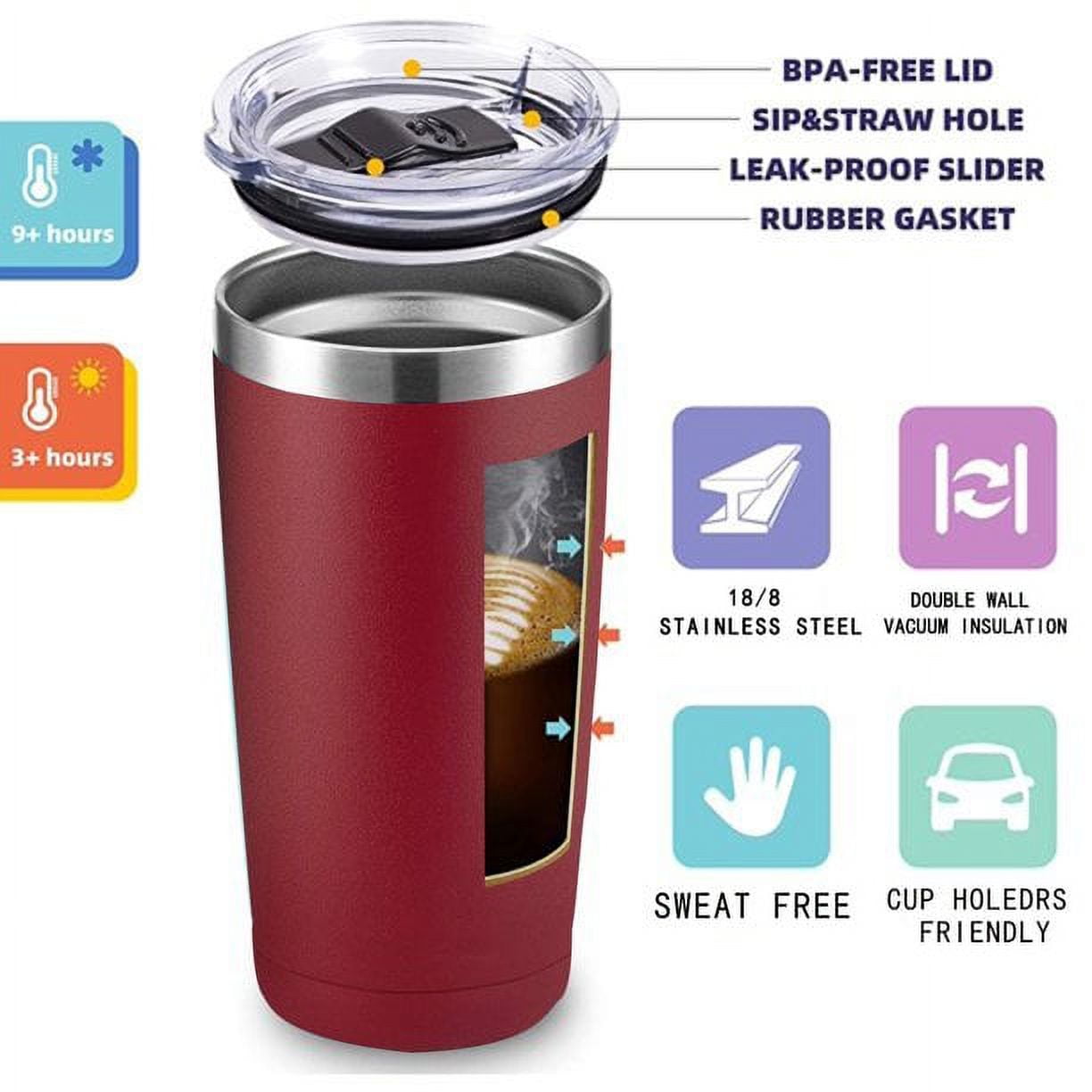 Tumbler with Lid , 20oz Stainless Steel Vacuum Insulated Double Wall Travel Tumbler, Durable Insulated Coffee Mug, Thermal Cup with Splash Proof Sliding Lid( Wine Red)