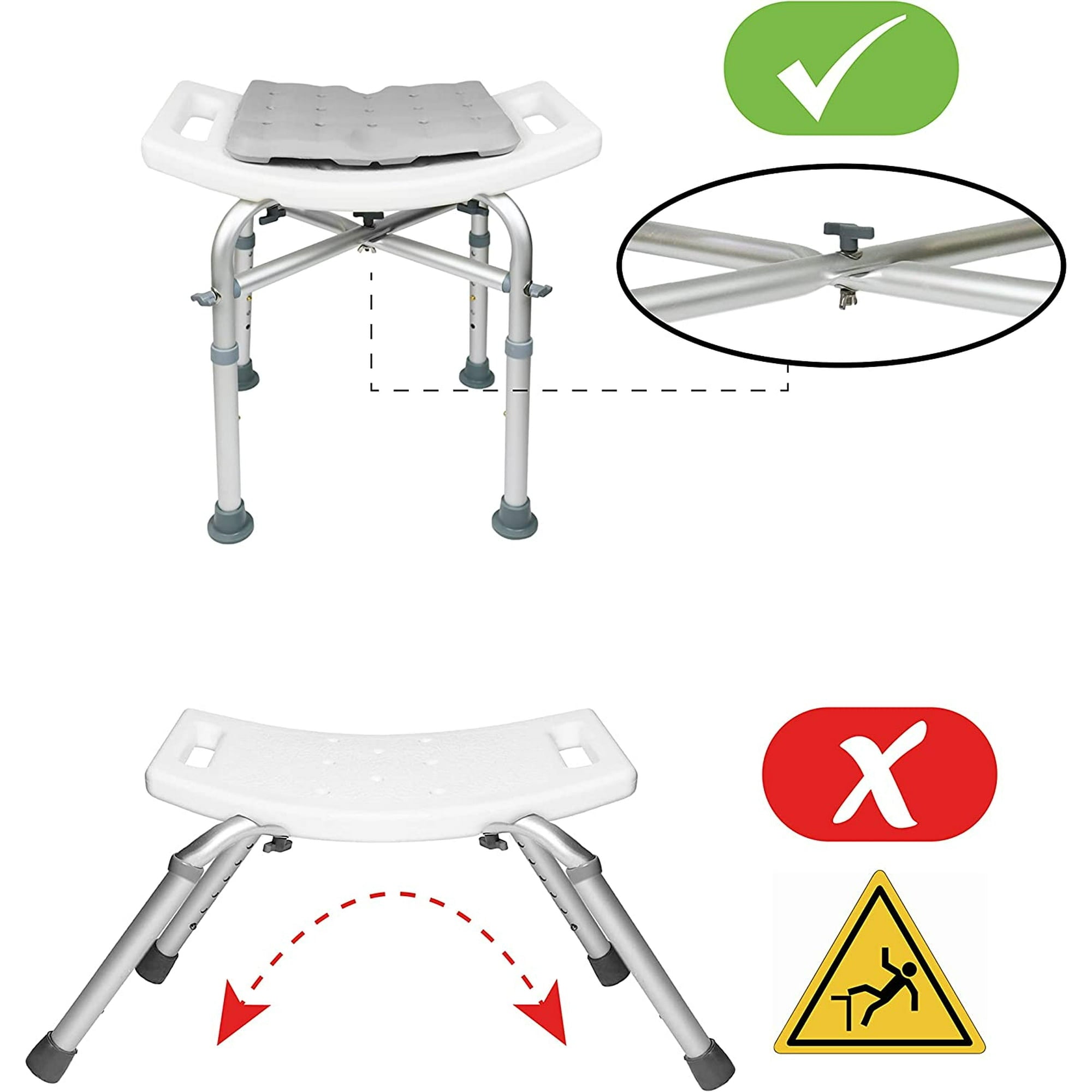 Bath Chair and Shower Chair with Back - Shower Seat for Elderly, Handicap, and Disabled, 350lbs, Easy Assembly, Black