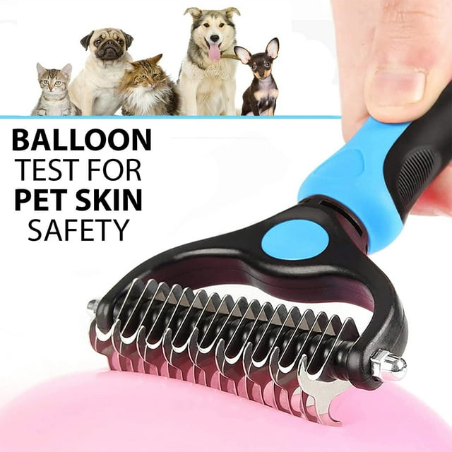 Undercoat Rake for Dogs & Cats with Pet Comb, Pet Grooming Brush Double-Sided Dog Deshedding Tool Removes Knot & Tangled Hair Dematting Comb for Dogs with Dog Comb for Grooming Furever Brush