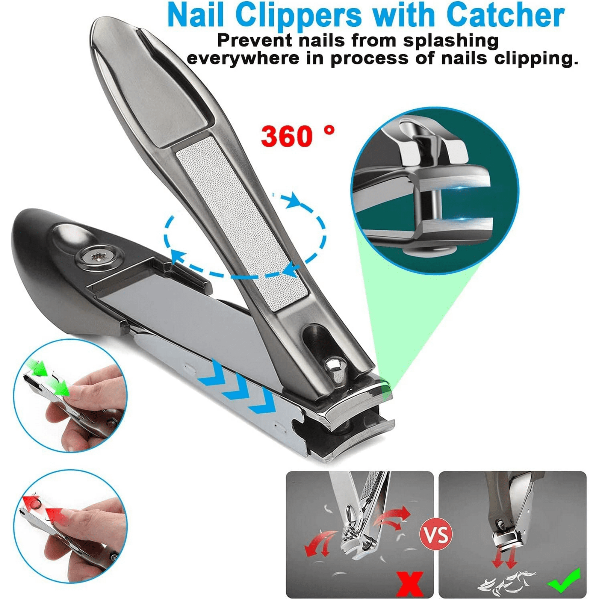 Nail Clippers , 7Pack Podiatrist Professional Heavy Duty Toenail Clippers for Thick & Ingrown Toenail Treatment, Pedicure Tool ,Toe Nail Clipper,Nail Cutter, Manicure Set