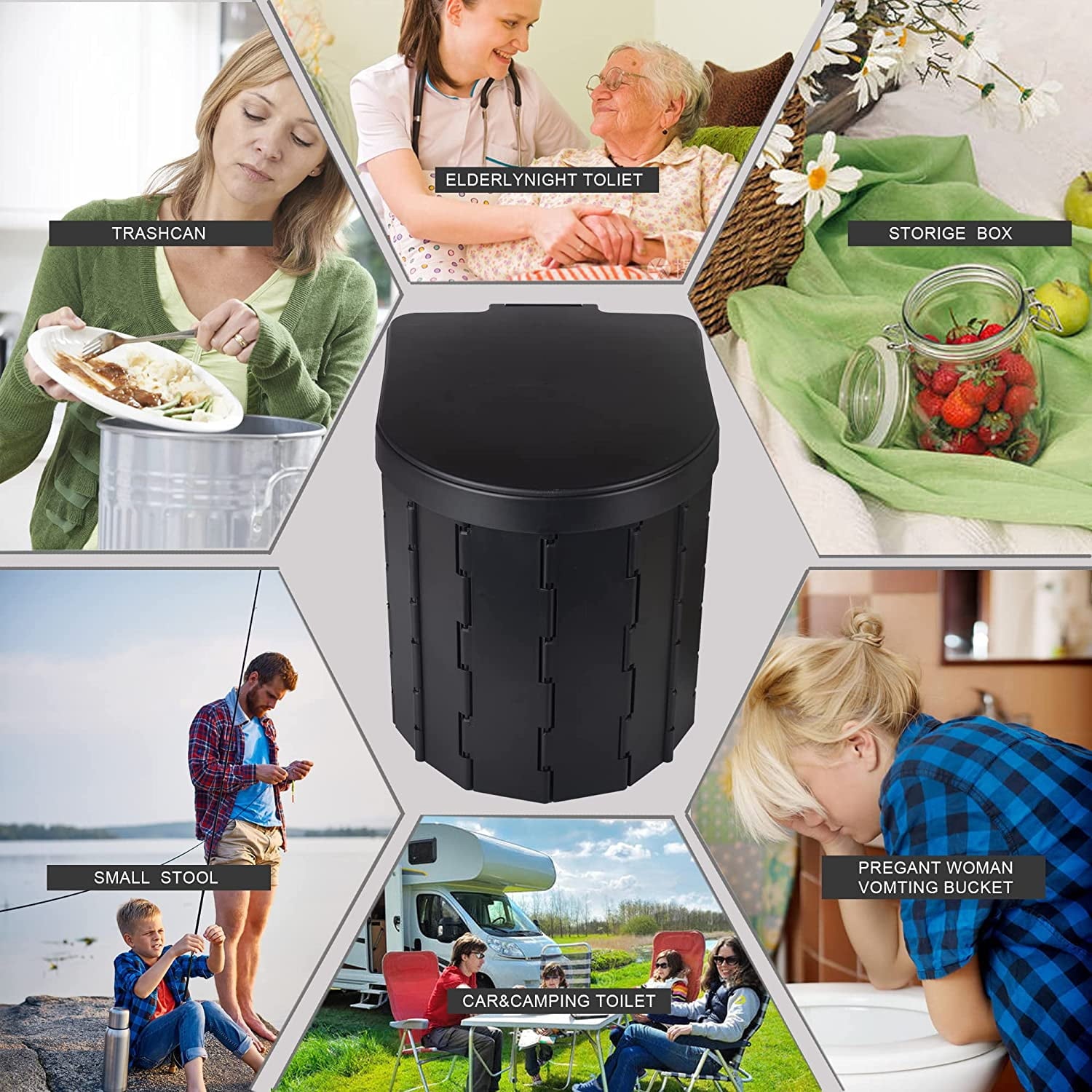 Camping Toilet with Pop-Up Privacy Tent , Portable Folding Toilet Ergonomic Potty Provides Enhanced Comfort