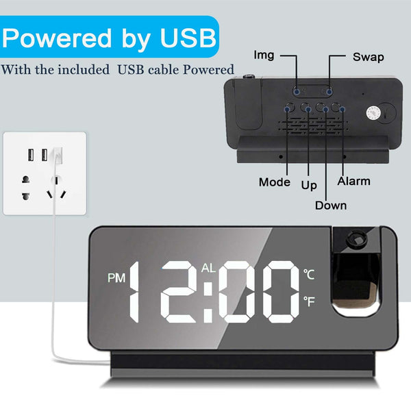 Digital Alarm Clock,Digital Projection Alarm Clock for Bedroom, Large LED Digital Clock