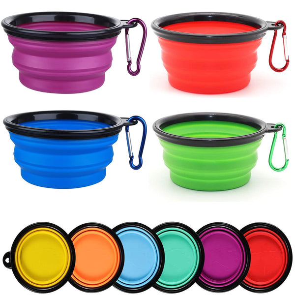 Dog Bowl Pet Collapsible Bowls,Collapsible Dog Water Bowls for Cats Dogs, Portable Pet Feeding Watering Dish with Carabiner Clip for Traveling, Hiking,Walking,Camping  (4 Colors)