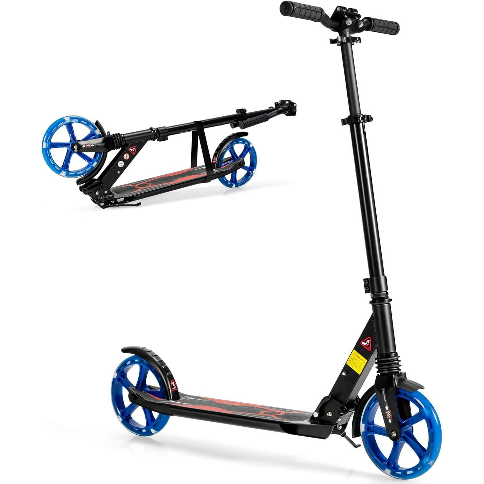 Folding Scooter, 8" Big Wheels - 4 Levels Height Adjustable for Kid, Teens & Adults